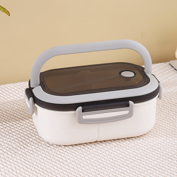 1200ml Double-Layer Compartment Bento Box, Microwave Safe Leakproof Sealed Plastic Lunch Box, Portable Handheld Food Container for Home Office Workers Daily Meal Prep