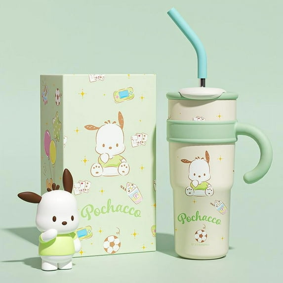 1200ml Sanrio Hello Kitty Water Cup Cute Kuromi Cinnamoroll Melody Stainless Steel Thermal Iced Bottle Tumbler Straw Gift Yening