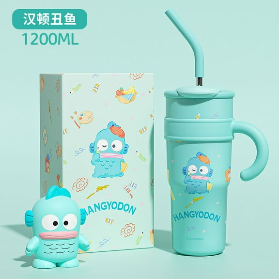 1200ml Sanrio Thermos Bottle Cold Ice Cute Hello Kitty Kuromi Cinnamoroll Melody Stainless Steel Water Bottle Tumbler Straw Gift