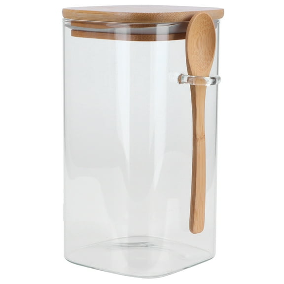 1200ml Square Storage Jar with Spoon, Sealed Kitchen Container for Coffee & Spices