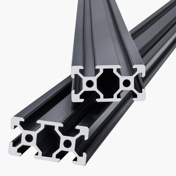 1200mm 2040 Aluminum Profile, 5 Pack Black/Silver Anodized T-Slot Linear Rail, 47.2 Inch Extrusion Frame