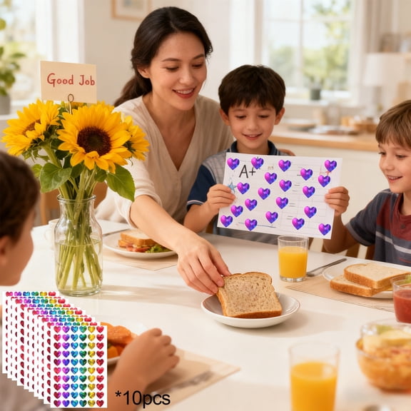 1200pcs 0.5inch Holographic Heart Stickers,Glitter Tiny Hearts Sticker for Kids,Use for Valentines Day Love Decorations, Award Charts, Scrapbooking Crafts,Student Planner