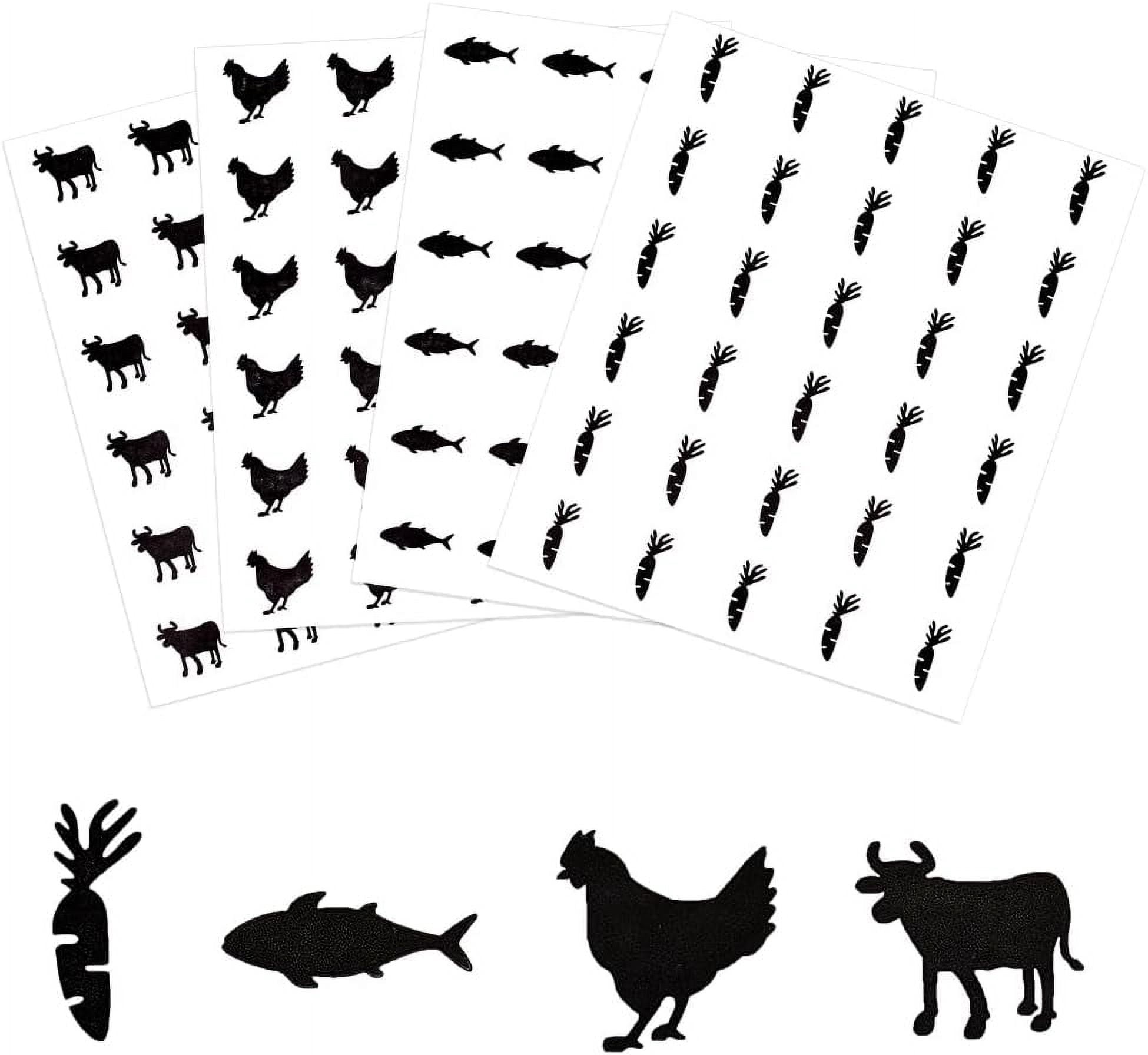 Meal Indicator Examples 1200pcs 4 Styles 0.8 Inch Black Meal Stickers Food Choice Sticker ...