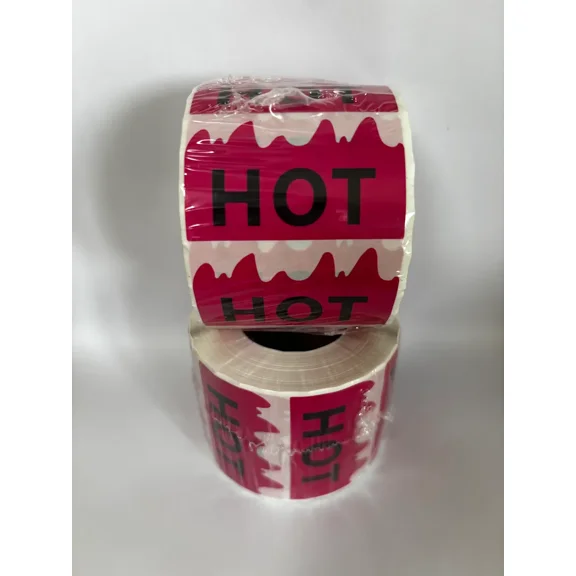 1200pcs Rave Hot Stickers 2 x 1.18 Inch, Hot Flame Fire Shape Labels, Marking Popular Items for Party, Restaurants, Spicy Food (Pink)