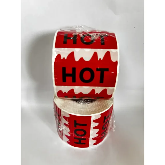 1200pcs Rave Hot Stickers 2 x 1.18 Inch, Hot Flame Fire Shape Labels, Marking Popular Items for Party, Restaurants, Spicy Food (Red)