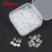 ONESIX 1200pcs Silicone Earring Backs,Clear Hypoallergenic Earring Backs,4mm Silicone Earring Backs, Earring Backs Replacement, Pierced Earring Backs-(Bullet Shape）