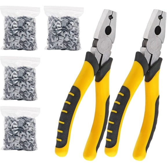 1202 Pcs Wire Cage Clips Snap-Ring Hog Rings Buckle Pliers J Clip Non-Slip