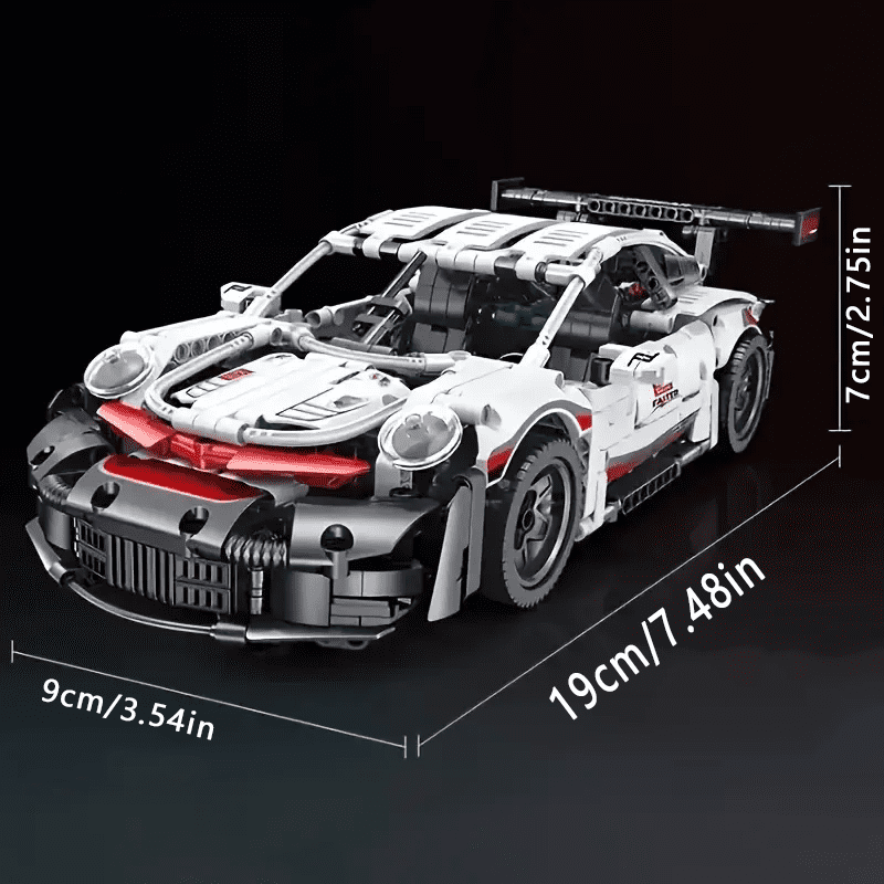 1205-Piece White Supercar Model Kit - Easy to Assemble, Ideal Birthday Gift for Car Enthusiasts