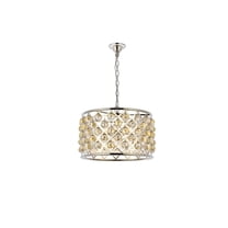1206 Madison Collection Pendent lamp D:20" H:13" Lt:6 Polished nickel Finish (Royal Cut Golden Teak Crystals)