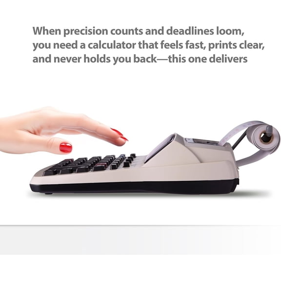 1208-2 Compact and Reliable Adding Machine with 12 Digit LCD Display, Battery or AC Powered, Includes Adapter,White