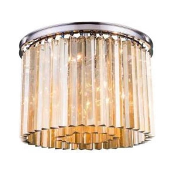 1208F20PN-GT-RC 20 Dia. x 13.5 H in. Sydney Flush Mount - Polished Nickel, Royal Cut Golden Teak Crystals