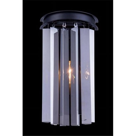 1208W8MB-SS-RC 8 W x 14 H in. Sydney Wall Lamp - Mocha Brown, Royal Cut Silver Shade Crystals