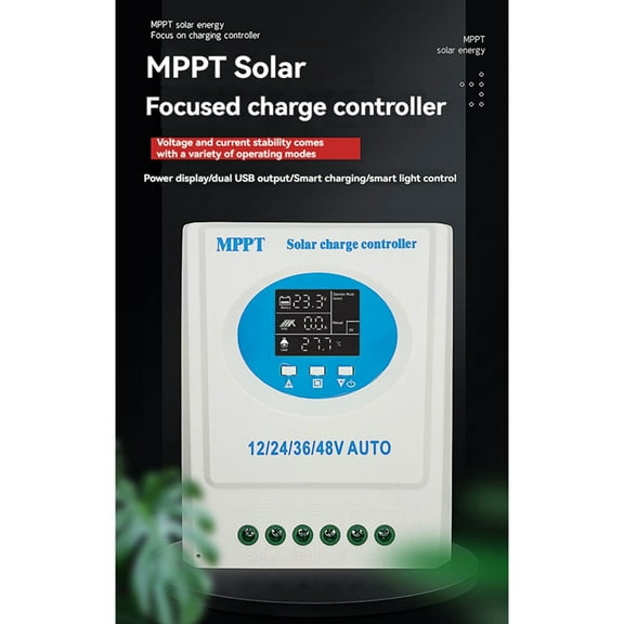120A MPPT Solar Charge Controller 12V 24V 36V 48V Dual USB with LCD Display for Lead Acid Lithium Battery Solar Panel A