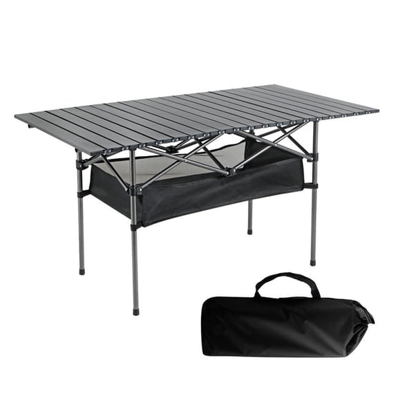 Seipola 120CM Folding Table with Mesh Bag Heavy Duty Strong Load Capacity Lightweight Camping Hiking Backpacking Picnic BBQ Portable Camping Table Outdoor