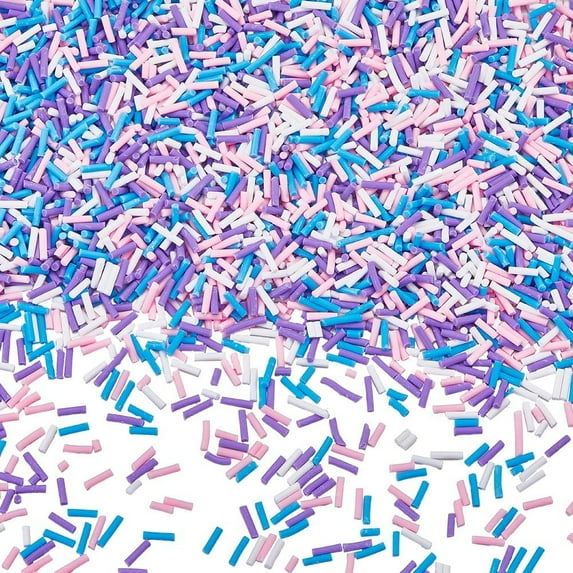 120G 4 Colors Blue Purple Sprinkles Polymer Clay Slices White Pink Imitation Candy Sugar Dessert Cupcake Mini Decorations Sprinkle for Nail Arts Cake Phone Case DIY Crafts Accessories DIY
