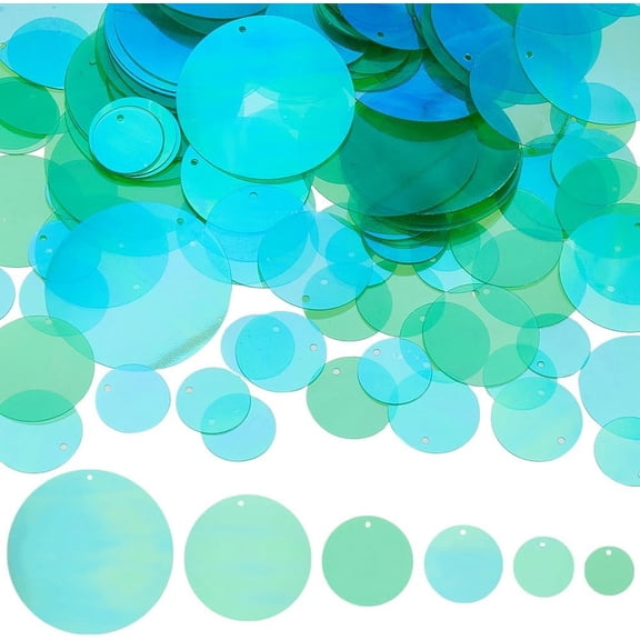 120G 6 Sizes Flat Round Sequin Paillettes Bulk Hole Sequins Plastic PVC Green Yellow Assortment Iridescent Applique for Sewing Crafts DIY Embroidery Ornaments Supplies Real 18K Gold Plated