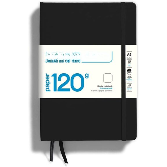 - 120G Special Edition - Medium A5 Plain Hardcover Notebook (Black) - 203 Numbered Pages with 120gsm Paper