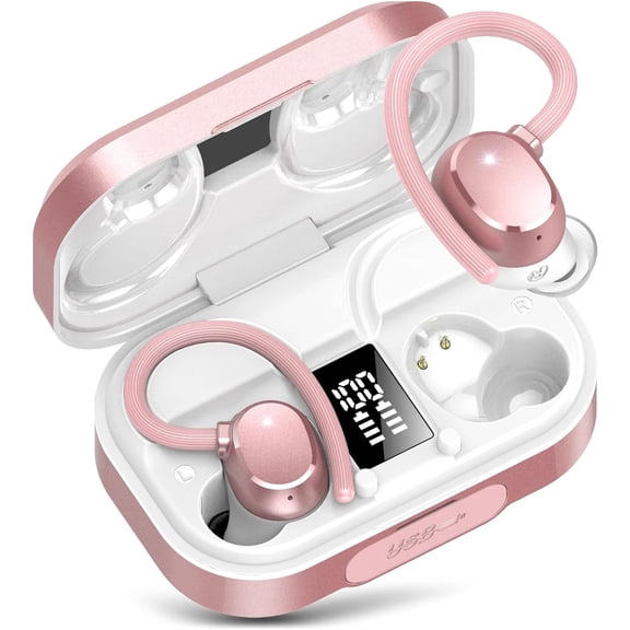 120H Wireless Earbuds, 4.7g Lightweight, IPX7 Waterproof, Deep Bass 2.0, Secure Over-Ear Fit for Running & Sportsļ¼Rose Goldļ¼