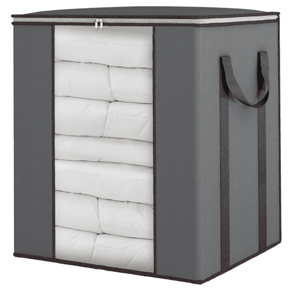 Extra Large Blanket Storage Bags 120L Comforter Storage Bags with Reinforced Handles Breathable Clothes Storage Containers for King Comforter Bedding Pillow Sheet Grey