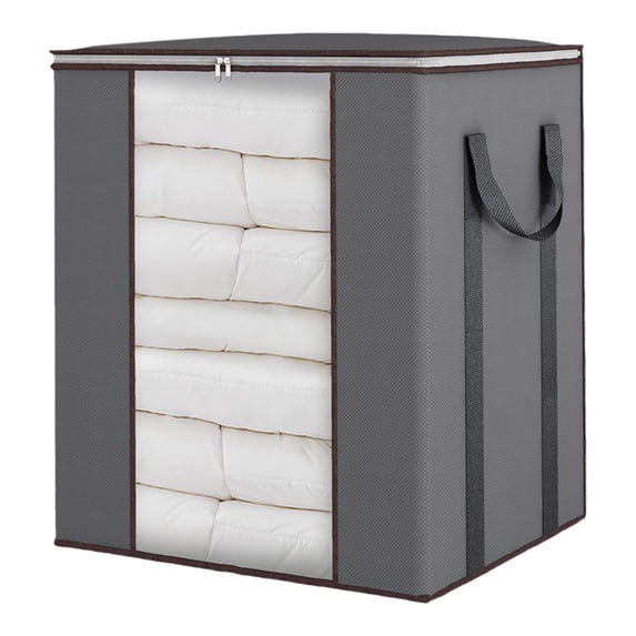 120L Extra Large Blanket Storage Bags with Lids, Foldable Comforter Storage Containers with Reinforced Handles, Clothes Bedding Pillow Sheet Organizer Bins for Home Storage