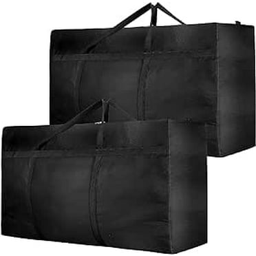120L Extra Large Moving Bag Travel Waterproof Luggage Bag Foldable Sturdy Saving Bag Underbed Storage Bag with Zips for Moving House Storage Clothes Quilt Blankets Jumbo Storage Bags Black 2 Pcs
