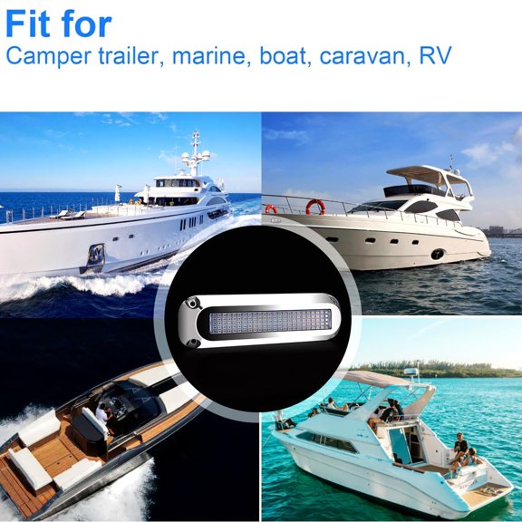 120LED Underwater Boat Light Blue DC10-30V IP68 Surface Mount 2 Pack