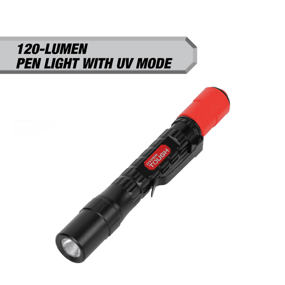 Hyper Tough 120-Lumen 3-Mode LED Penlight, White, Red, and UV, IPX4 Water Resistant