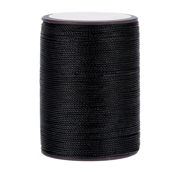 120M Round Waxed Polyester Thread String Micro Macrame Cord Twisted Cord for Leather Sewing Stitching Black 0.55mm about 131.23 Yards(120m)/roll.