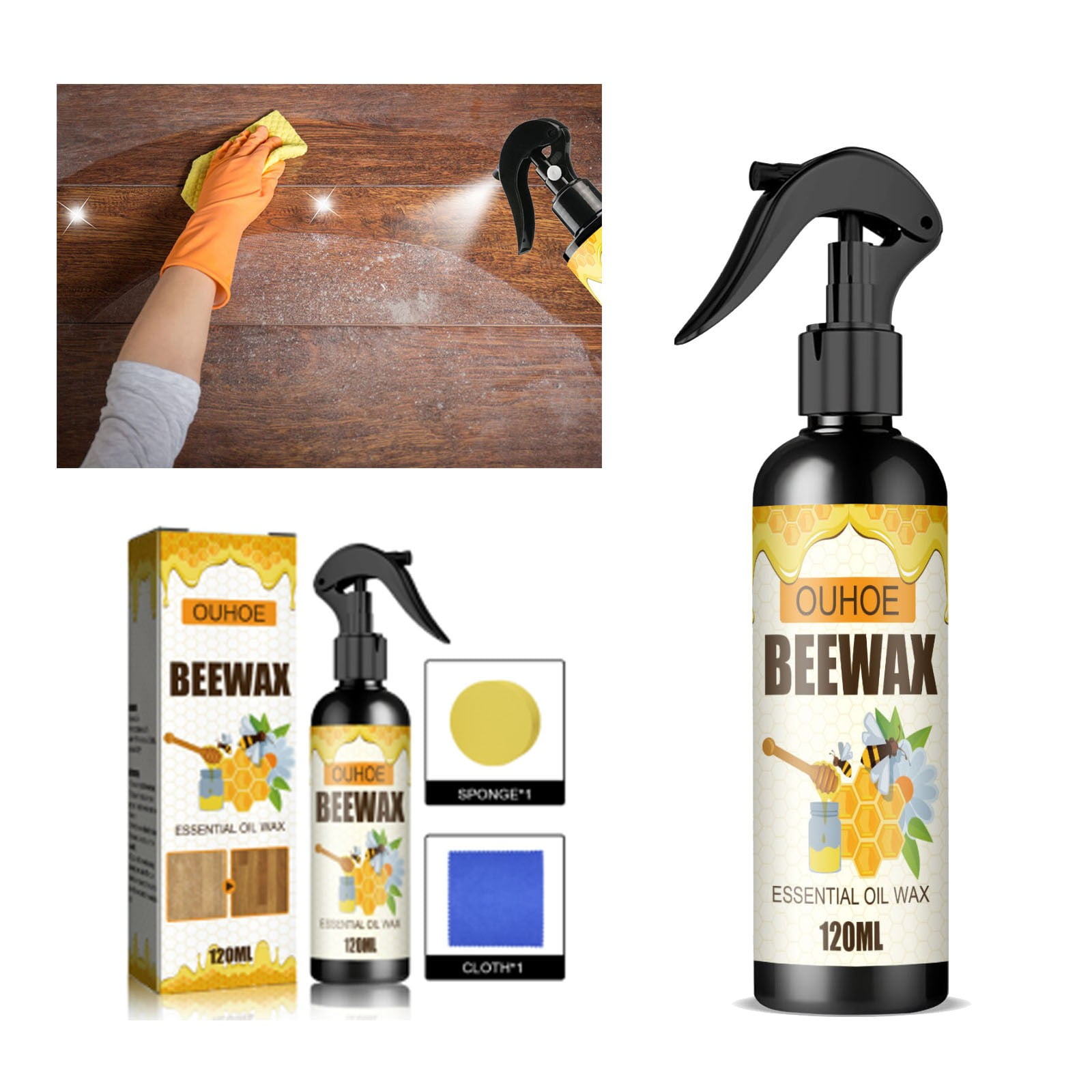 120ML Beeswax Furniture Polish Spray, Natural MicroMolecularized Beeswax Spray, Bees Wax