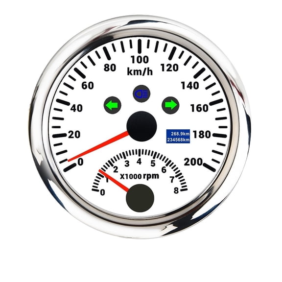 120MPH 200MPH 85mm Car Truck Boat GPS Speedometer Gauge 200KM/H 120kmh Speed Meter Tachometer 8000RPM For Car Boat ATV 9-32V ,Easy to Install