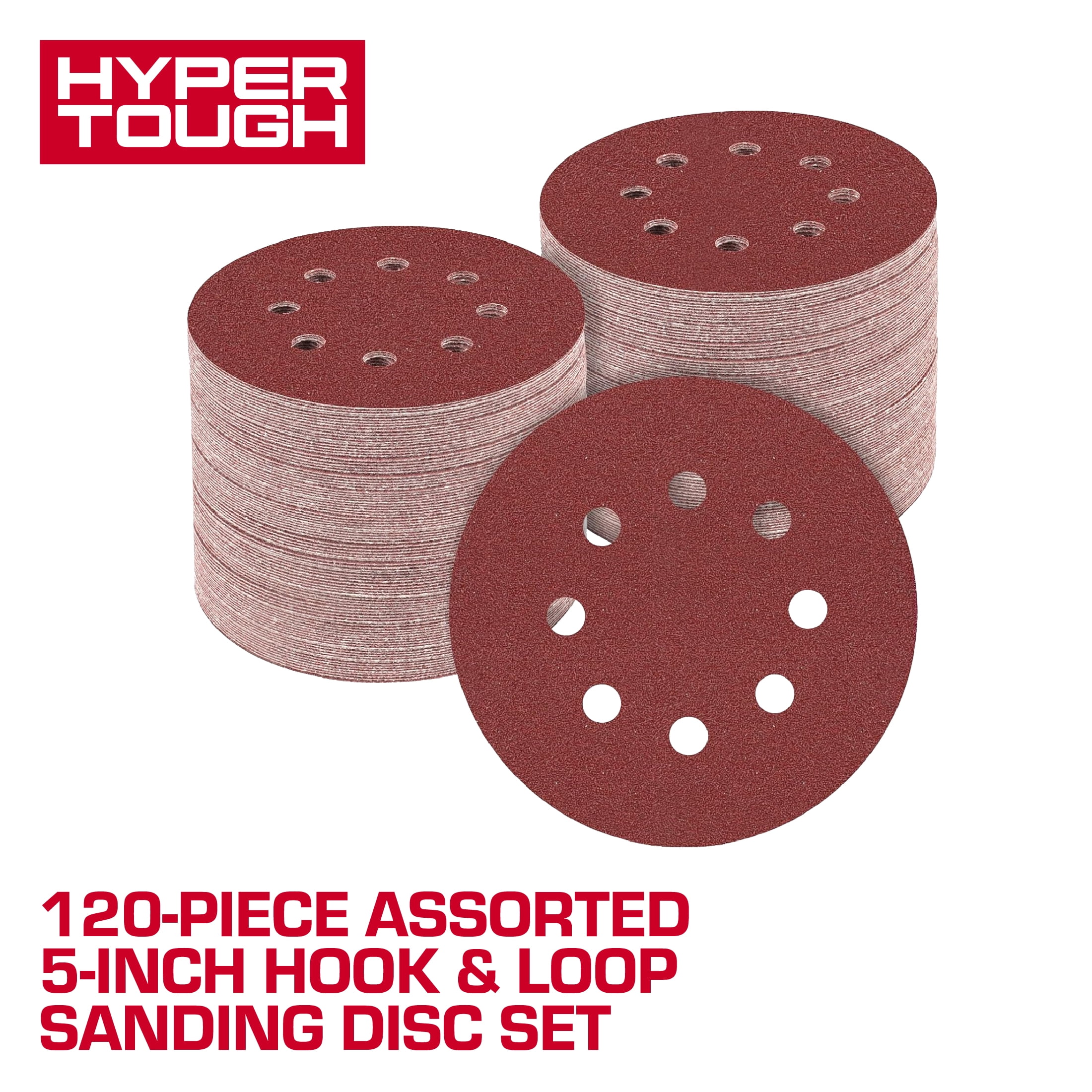 Hyper Tough 120-Piece Sanding Discs, Assorted Grit Set