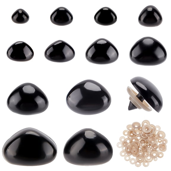 120PCS 12 Sizes Black Safety Noses Triangle Stuffed Animal Nose Crochet Craft Button DIY Sewing Accessories Glitter Buttons for DIY