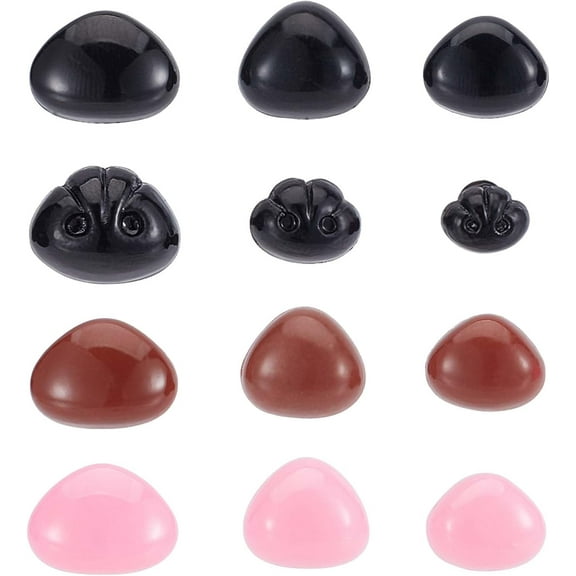 120PCS 12 Styles Large Plastic Dog Safety Craft Noses Crochet Noses with Spacer Craft Nose for Stuffed Animals with Washers Locking Mechanism for Amigurumi Puppet Plush ToyBear for DIY