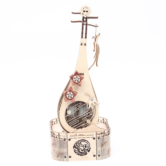 120PCS 3D Wooden Lute Music Box Mechanical Transmission Model Kit(Lute)