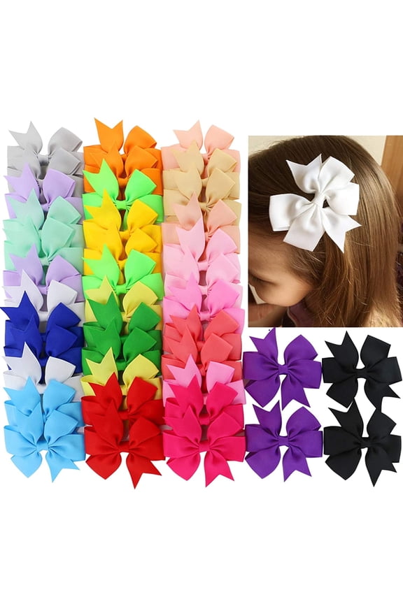 120PCS 3inch Grosgrain Ribbon Polka Dot Pinwheel Hair Bows Boutique Rainbow Bows Alligator Clips For Girls Toddlers Teens(60Colorsx2)