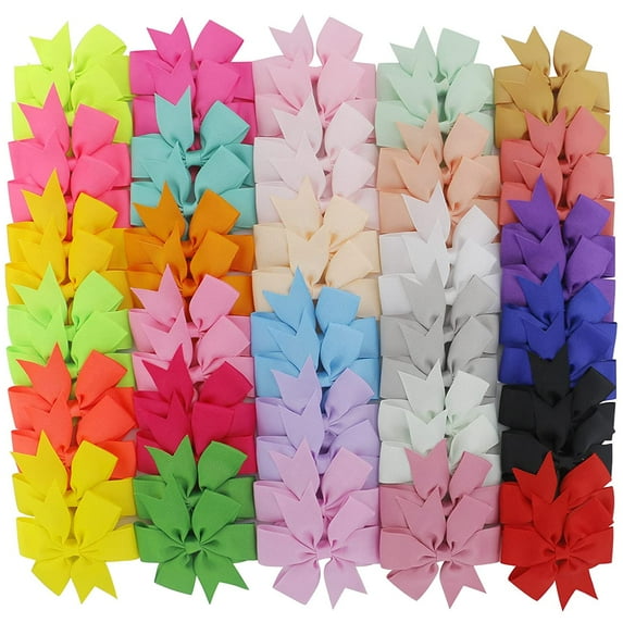 120PCS 3inch Grosgrain Ribbon Polka Dot Pinwheel Hair Bows Boutique Rainbow Bows Alligator Clips For Girls Toddlers Teens(60Colorsx2)