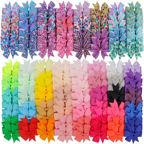 120PCS 3inch Grosgrain Ribbon Polka Dot Pinwheel Hair Bows Boutique Rainbow Bows Alligator Clips For Girls Toddlers Teens(60Colorsx2)