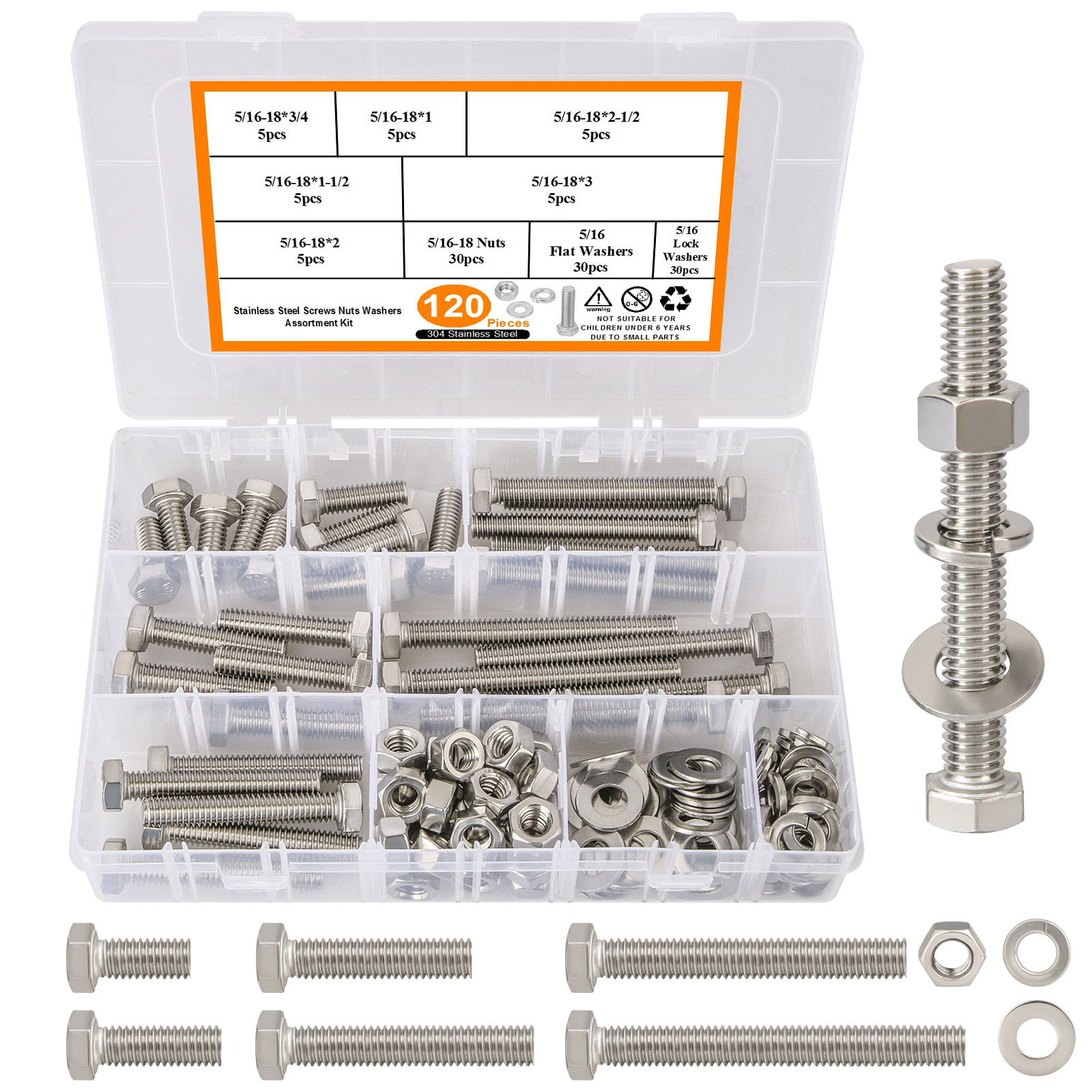 M8 Flange Nut M8 Grade 8.8 Nuts, Bolts & Washers Assortment Kit – Mixed Hardware Box Set Bolt And Nut Set - Foto 4