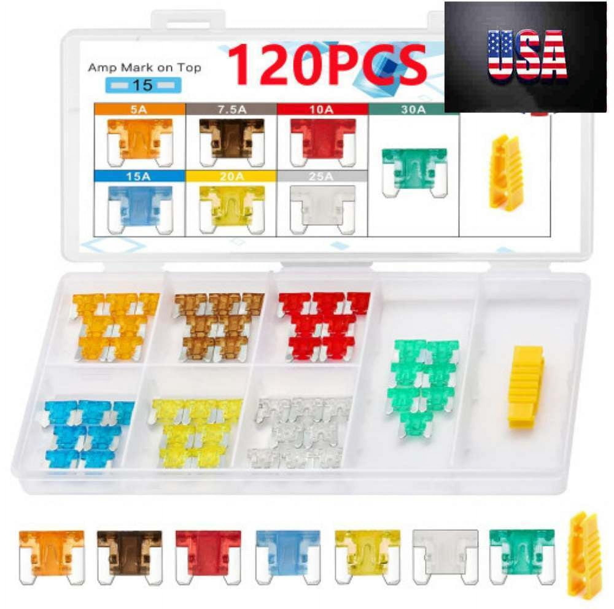 120PCS Assortment Micro Low Profile Mini Blade Fuse 5A/7.5A/10A/15A/20A ...