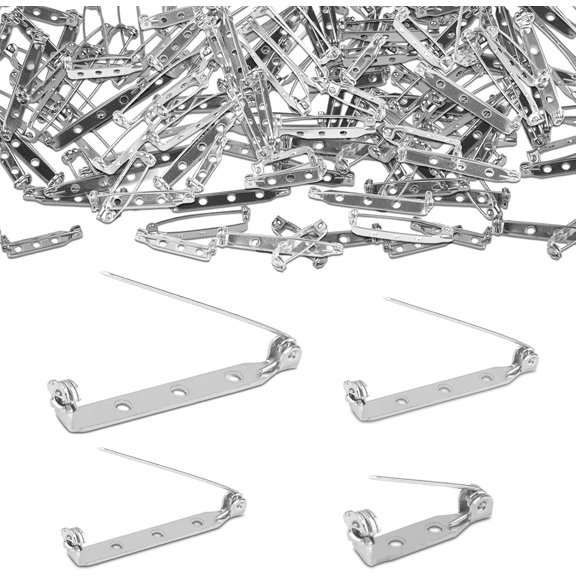 120PCS Boutonniere Pins 4 Sizes Brooch Pins for Crafts & Pin Backs for Crafts, Brooch Pin Backs with 2/3 Holes Pin Clasps Back Locking Safety Pins for