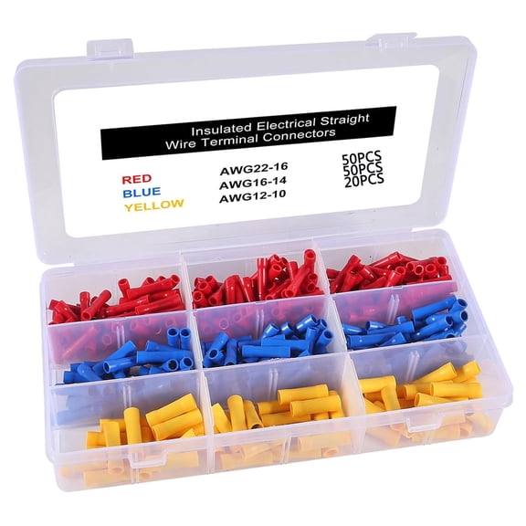 120PCS Butt Connector 10-22AWG Insulated Electrical Straight Wire Terminal Connectors for Electrical Connection