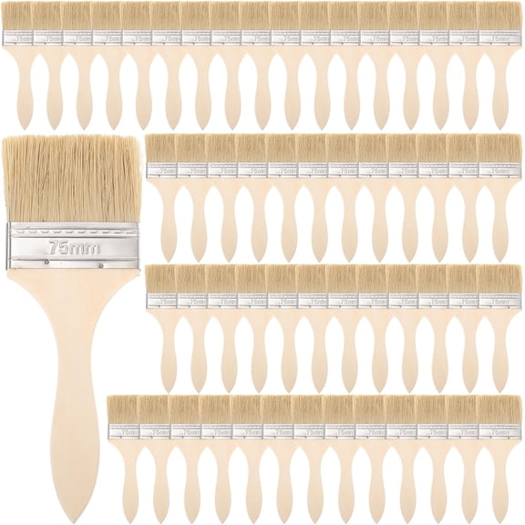 120PCS Chip Brushes 3 Inch Bulk Chip Paint Brushes Bulk Paint Brushes Wooden Stain Brushes Flat Art Applicators for Paint, Glues, Varnish, Art and Crafts Supplies