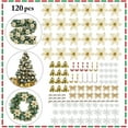 thumbnail image 1 of 120PCS Christmas Tree Ornaments Set Xmas Tree Hanging Decoration Pendants Artificial Snowflakes Ribbons with Glitter Poinsettia Christmas Decorations Clearance(Gold), 1 of 11