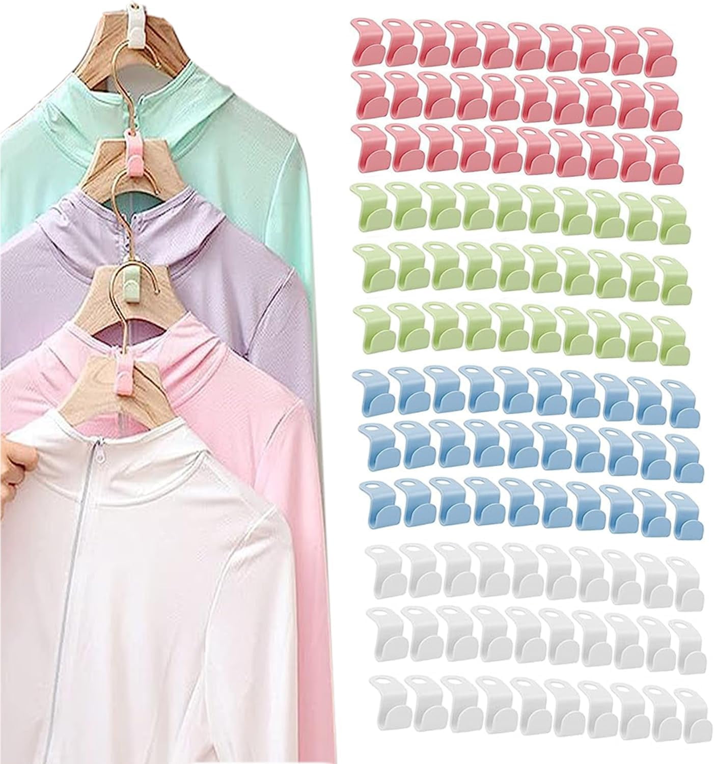 120PCS Clothes Hanger Connector Hooks, Stackable Hanger Extension Hook