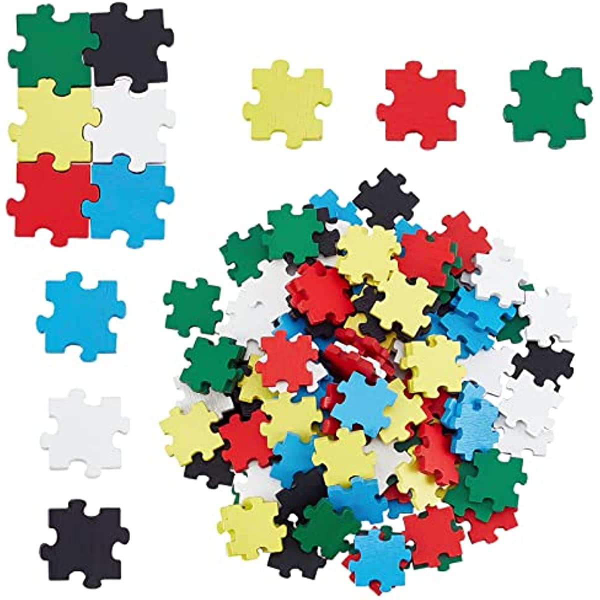 120PCS Colored Puzzle Pieces Wooden Jigsaw Puzzles Bulk Freeform Wood