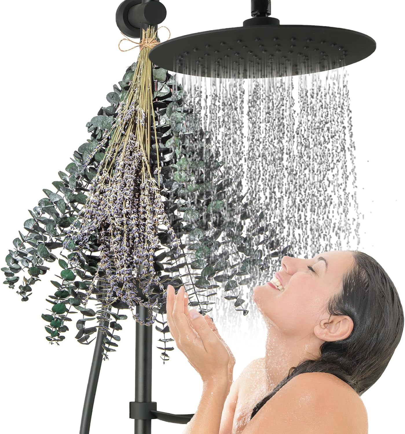 120PCS Dried Eucalyptus & Lavender for Shower 17'' Natural Real Eucalyptus Leaves Lavender Shower Plants Hanging for Bathroom Home DIY Decoration