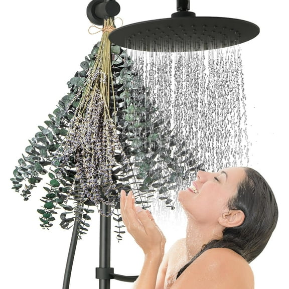 120PCS Dried Eucalyptus & Lavender for Shower 17'' Natural Real Eucalyptus Leaves Lavender Shower Plants Hanging for Bathroom Home DIY Decoration