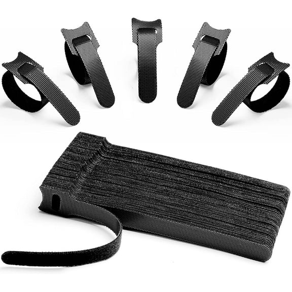 120PCS Fastening Cable Ties Reusable, 6 Inch Charger Cord Organizer Cable Wire Straps Connectable Cords Management Wraps for Electronics, TV, Computer, Desk, Home, Office - Black