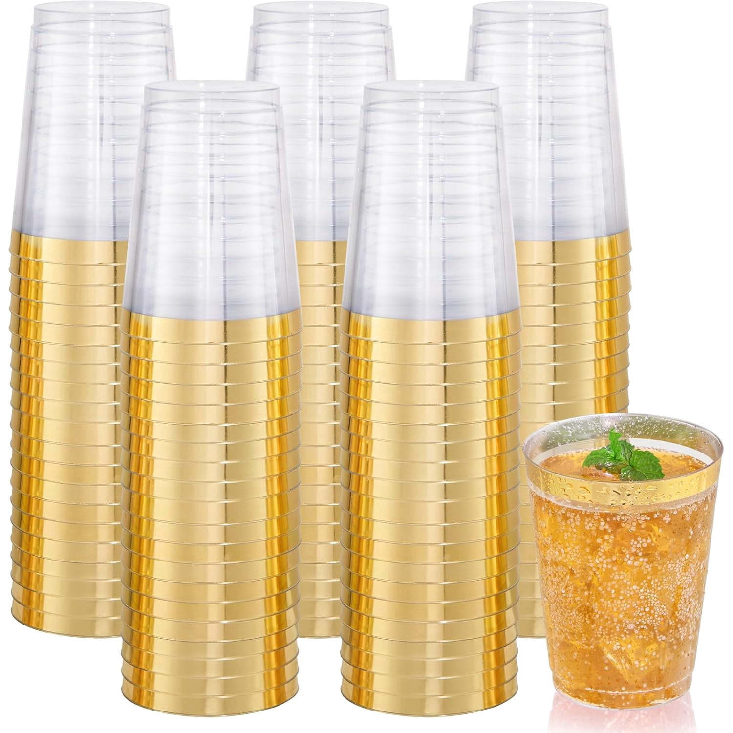120PCS Gold Plastic Cups - 10Oz Gold Rim Plastic Cups - Heavy Duty 120PCS Gold Plastic Cups - 10Oz Gold Rim Plastic Cups - Heavy Duty