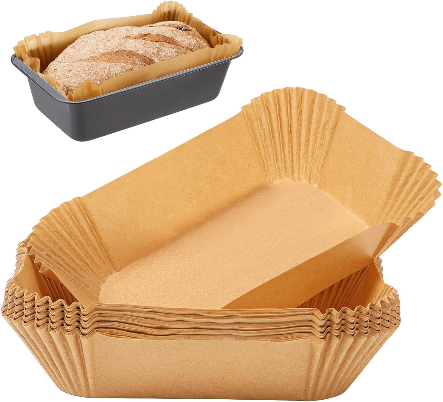 120PCS Loaf Pan Liners, Non-Stick Disposable Bread Parchment Paper Liners 9x5 for Baking Bread, Pre-formed Rectangle Paper for Bread and Cakes, Air Fryer Liner for Loaf Pan